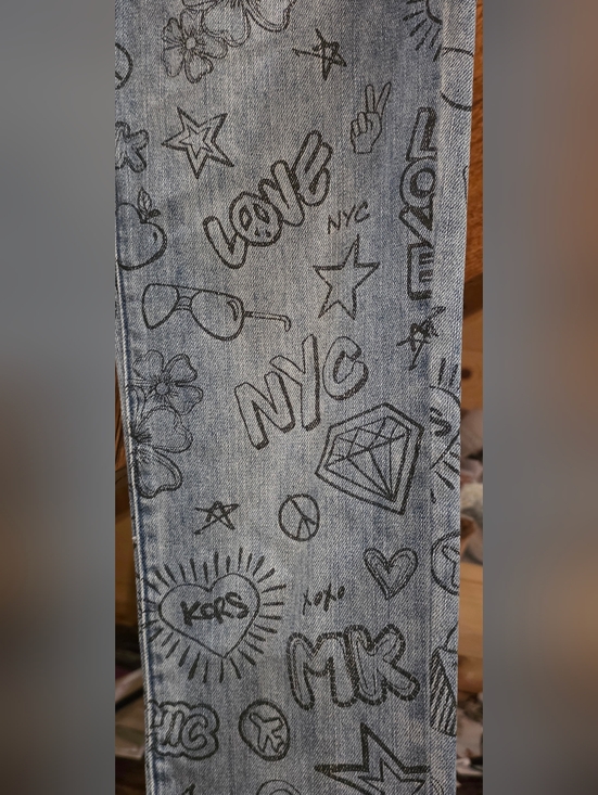 NWT! Michael Kors Light Blue Graphic Print Jeans - Picture 6 of 10